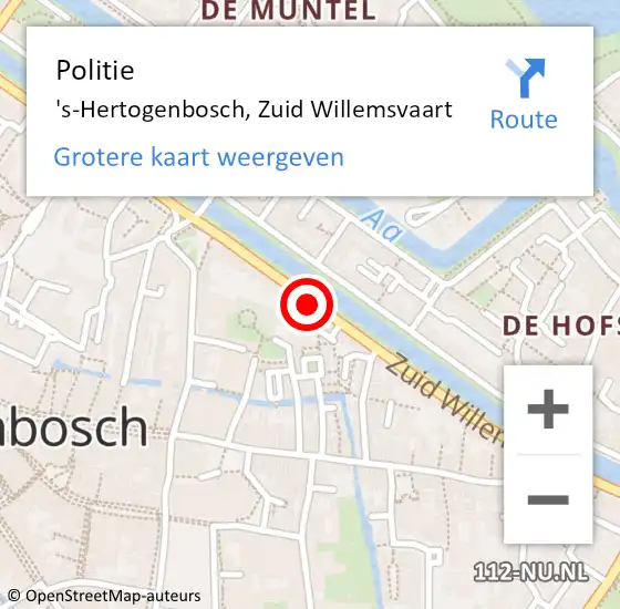 Locatie op kaart van de 112 melding: Politie 's-Hertogenbosch, Zuid Willemsvaart op 30 mei 2018 09:24