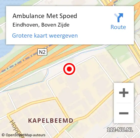 Locatie op kaart van de 112 melding: Ambulance Met Spoed Naar Eindhoven, Boven Zijde op 30 mei 2018 09:44