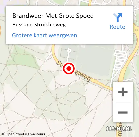 Locatie op kaart van de 112 melding: Brandweer Met Grote Spoed Naar Bussum, Struikheiweg op 30 mei 2018 09:45