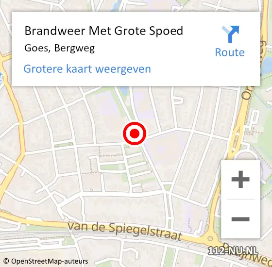 Locatie op kaart van de 112 melding: Brandweer Met Grote Spoed Naar Goes, Bergweg op 30 mei 2018 09:47