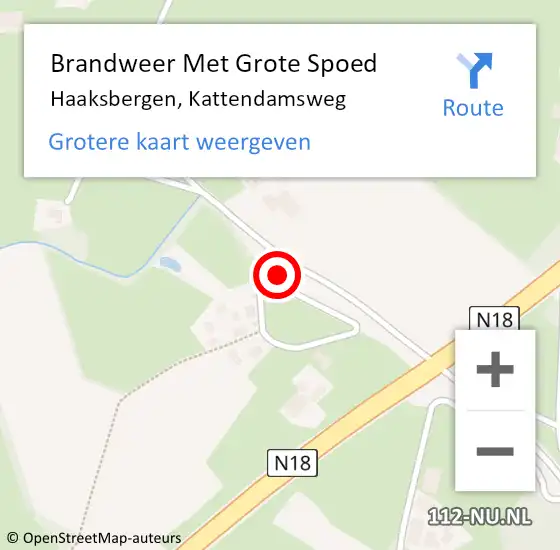 Locatie op kaart van de 112 melding: Brandweer Met Grote Spoed Naar Haaksbergen, Kattendamsweg op 30 mei 2018 09:51