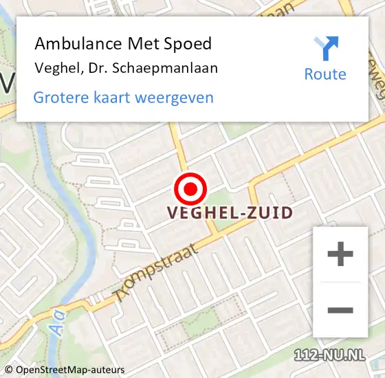 Locatie op kaart van de 112 melding: Ambulance Met Spoed Naar Veghel, Dr. Schaepmanlaan op 30 mei 2018 09:57