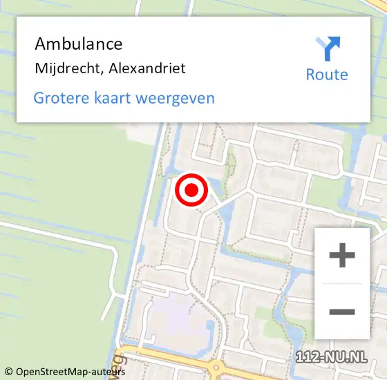 Locatie op kaart van de 112 melding: Ambulance Mijdrecht, Alexandriet op 30 mei 2018 10:12