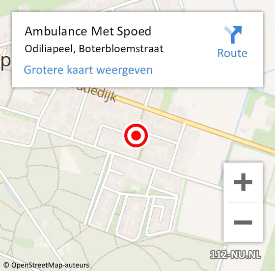 Locatie op kaart van de 112 melding: Ambulance Met Spoed Naar Odiliapeel, Boterbloemstraat op 30 mei 2018 10:56