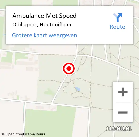 Locatie op kaart van de 112 melding: Ambulance Met Spoed Naar Odiliapeel, Houtduiflaan op 26 februari 2014 08:48