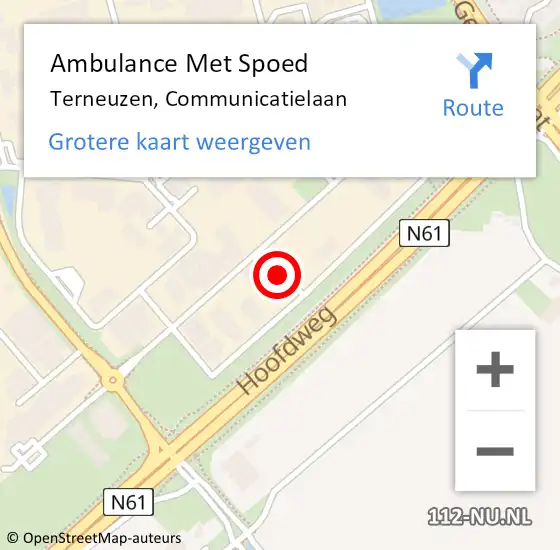 Locatie op kaart van de 112 melding: Ambulance Met Spoed Naar Terneuzen, Communicatielaan op 30 mei 2018 11:26