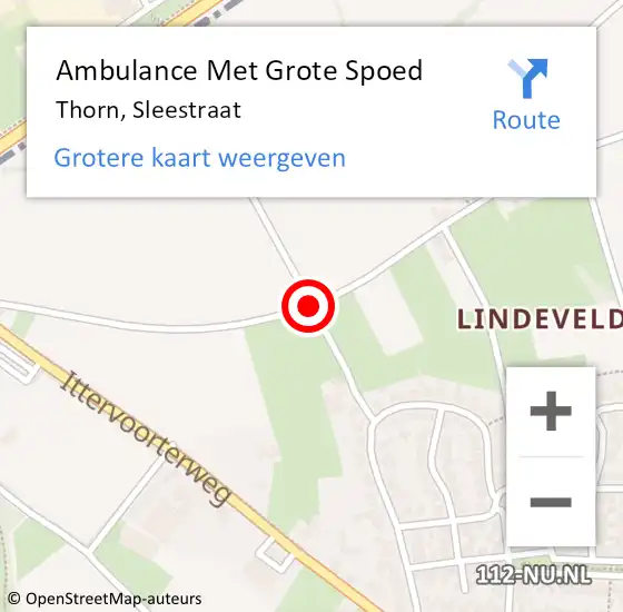 Locatie op kaart van de 112 melding: Ambulance Met Grote Spoed Naar Thorn, Sleestraat op 30 mei 2018 13:23