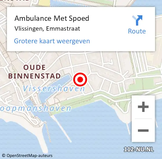 Locatie op kaart van de 112 melding: Ambulance Met Spoed Naar Vlissingen, Emmastraat op 30 mei 2018 13:37