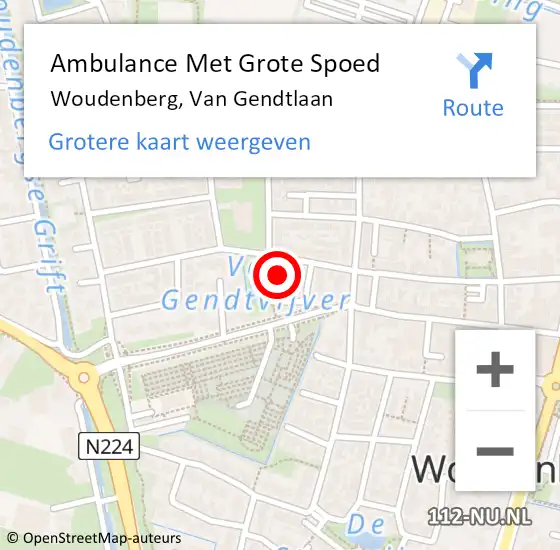Locatie op kaart van de 112 melding: Ambulance Met Grote Spoed Naar Woudenberg, Van Gendtlaan op 26 februari 2014 08:59