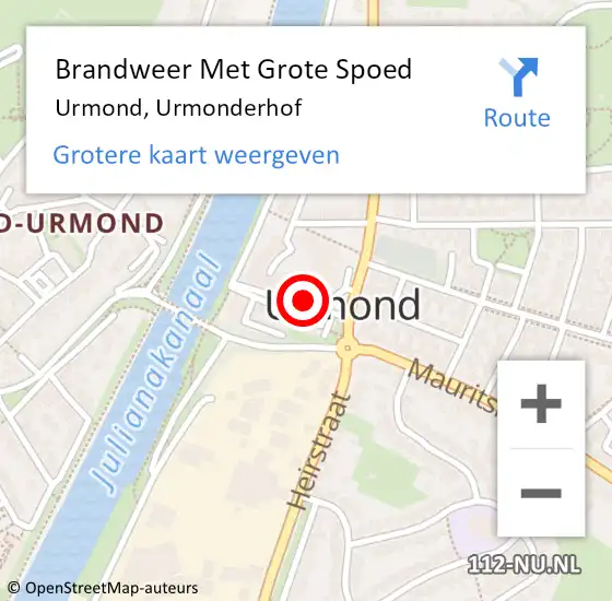 Locatie op kaart van de 112 melding: Brandweer Met Grote Spoed Naar Urmond, Urmonderhof op 30 mei 2018 13:43