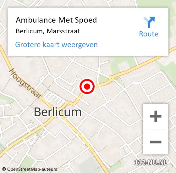 Locatie op kaart van de 112 melding: Ambulance Met Spoed Naar Berlicum, Marsstraat op 30 mei 2018 13:55