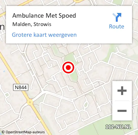 Locatie op kaart van de 112 melding: Ambulance Met Spoed Naar Malden, Strowis op 30 mei 2018 14:14