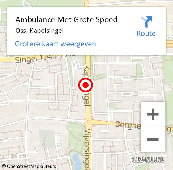 Locatie op kaart van de 112 melding: Ambulance Met Grote Spoed Naar Oss, Kapelsingel op 30 mei 2018 14:25