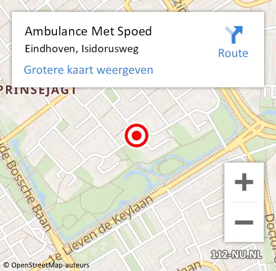 Locatie op kaart van de 112 melding: Ambulance Met Spoed Naar Eindhoven, Isidorusweg op 30 mei 2018 14:42