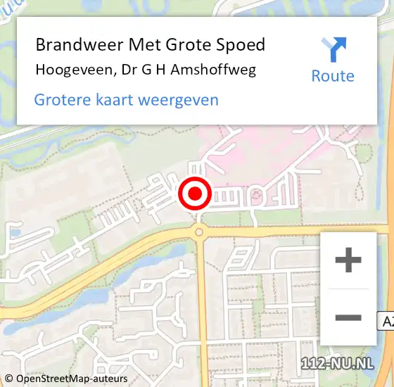 Locatie op kaart van de 112 melding: Brandweer Met Grote Spoed Naar Hoogeveen, Dr G H Amshoffweg op 30 mei 2018 15:11