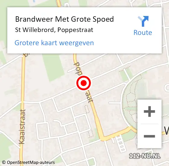 Locatie op kaart van de 112 melding: Brandweer Met Grote Spoed Naar St Willebrord, Poppestraat op 30 mei 2018 15:20