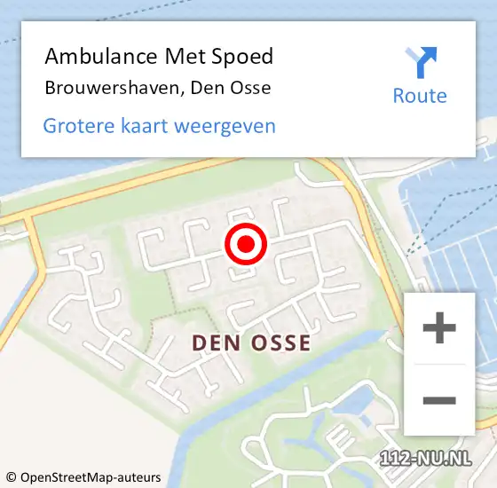 Locatie op kaart van de 112 melding: Ambulance Met Spoed Naar Brouwershaven, Den Osse op 30 mei 2018 15:30