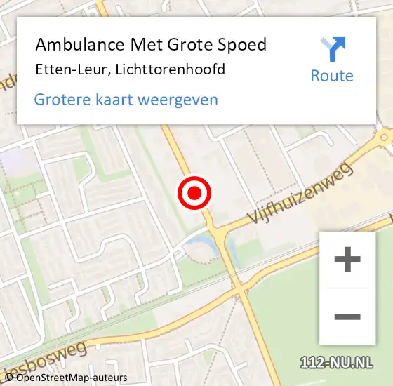 Locatie op kaart van de 112 melding: Ambulance Met Grote Spoed Naar Etten-Leur, Lichttorenhoofd op 30 mei 2018 15:33