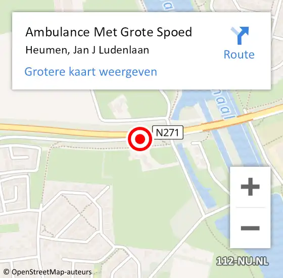 Locatie op kaart van de 112 melding: Ambulance Met Grote Spoed Naar Heumen, Jan J Ludenlaan op 30 mei 2018 15:34