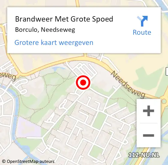 Locatie op kaart van de 112 melding: Brandweer Met Grote Spoed Naar Borculo, Needseweg op 30 mei 2018 15:52