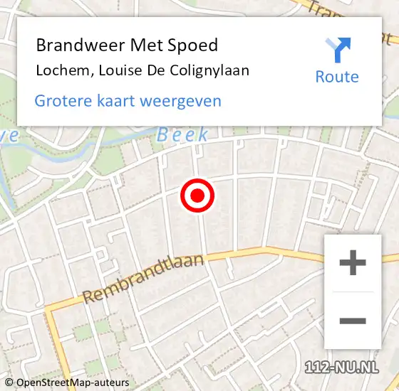 Locatie op kaart van de 112 melding: Brandweer Met Spoed Naar Lochem, Louise De Colignylaan op 30 mei 2018 17:59