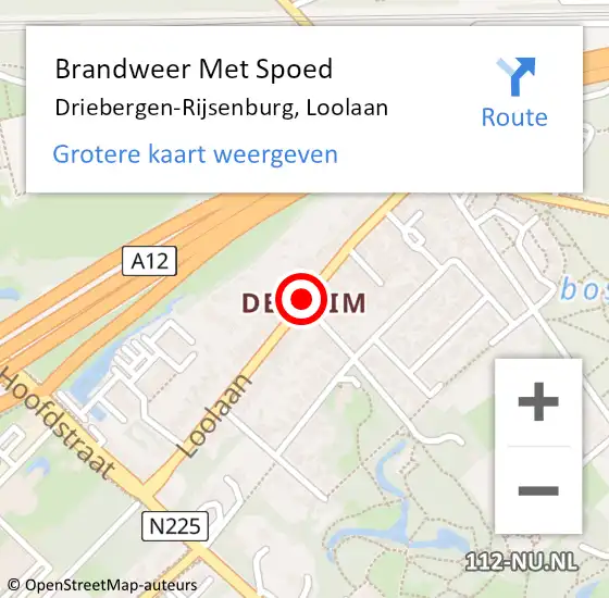 Locatie op kaart van de 112 melding: Brandweer Met Spoed Naar Driebergen-Rijsenburg, Loolaan op 30 mei 2018 18:16
