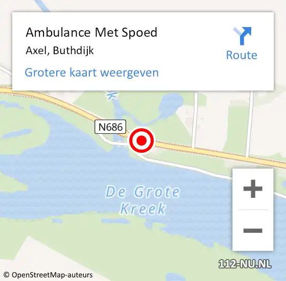 Locatie op kaart van de 112 melding: Ambulance Met Spoed Naar Axel, Buthdijk op 30 mei 2018 18:29