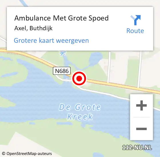 Locatie op kaart van de 112 melding: Ambulance Met Grote Spoed Naar Axel, Buthdijk op 30 mei 2018 18:31