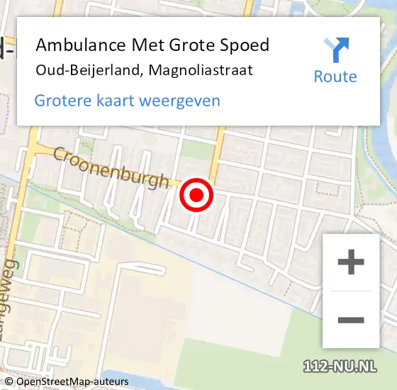 Locatie op kaart van de 112 melding: Ambulance Met Grote Spoed Naar Oud-Beijerland, Magnoliastraat op 30 mei 2018 18:40