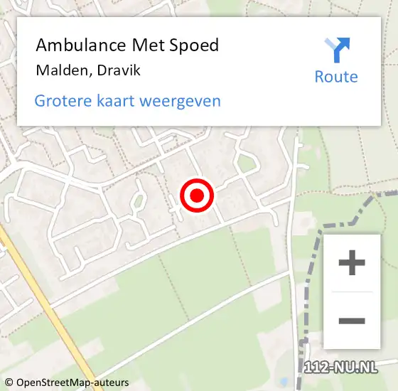 Locatie op kaart van de 112 melding: Ambulance Met Spoed Naar Malden, Dravik op 30 mei 2018 18:49