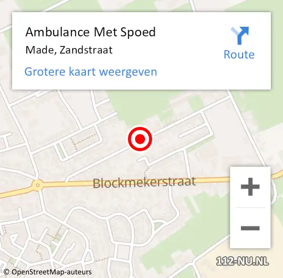 Locatie op kaart van de 112 melding: Ambulance Met Spoed Naar Made, Zandstraat op 30 mei 2018 19:20