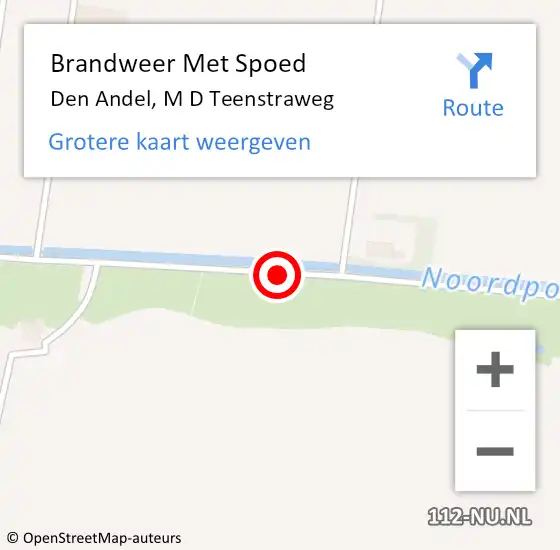 Locatie op kaart van de 112 melding: Brandweer Met Spoed Naar Den Andel, M D Teenstraweg op 30 mei 2018 20:26
