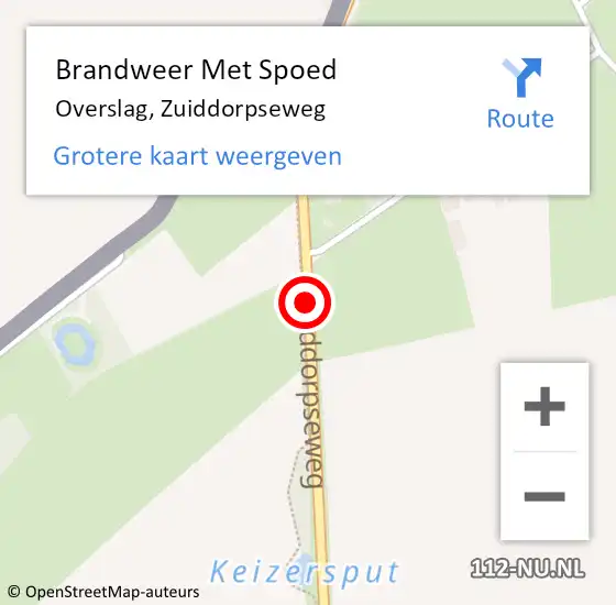 Locatie op kaart van de 112 melding: Brandweer Met Spoed Naar Overslag, Zuiddorpseweg op 30 mei 2018 20:35