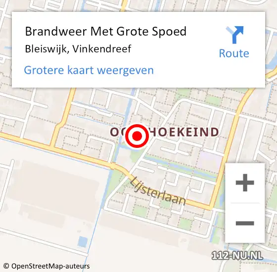 Locatie op kaart van de 112 melding: Brandweer Met Grote Spoed Naar Bleiswijk, Vinkendreef op 26 februari 2014 09:43