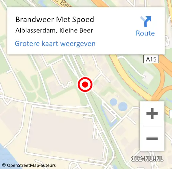 Locatie op kaart van de 112 melding: Brandweer Met Spoed Naar Alblasserdam, Kleine Beer op 30 mei 2018 22:01