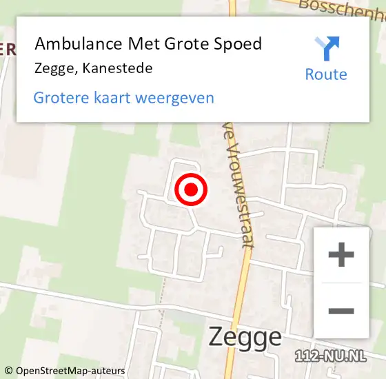 Locatie op kaart van de 112 melding: Ambulance Met Grote Spoed Naar Zegge, Kanestede op 30 mei 2018 22:13
