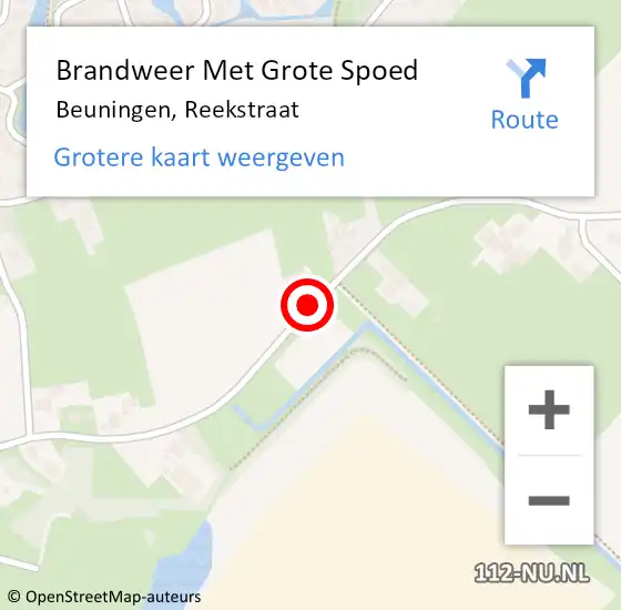 Locatie op kaart van de 112 melding: Brandweer Met Grote Spoed Naar Beuningen, Reekstraat op 30 mei 2018 22:23