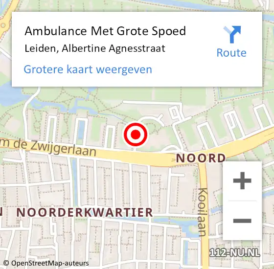 Locatie op kaart van de 112 melding: Ambulance Met Grote Spoed Naar Leiden, Albertine Agnesstraat op 30 mei 2018 22:54