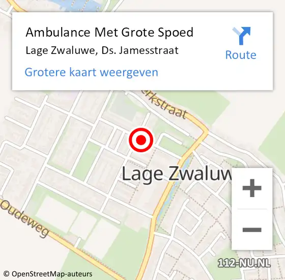 Locatie op kaart van de 112 melding: Ambulance Met Grote Spoed Naar Lage Zwaluwe, Ds. Jamesstraat op 30 mei 2018 22:57