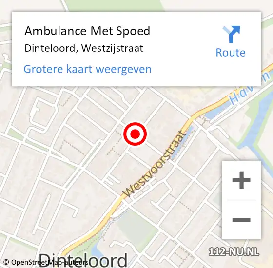 Locatie op kaart van de 112 melding: Ambulance Met Spoed Naar Dinteloord, Westzijstraat op 30 mei 2018 23:07