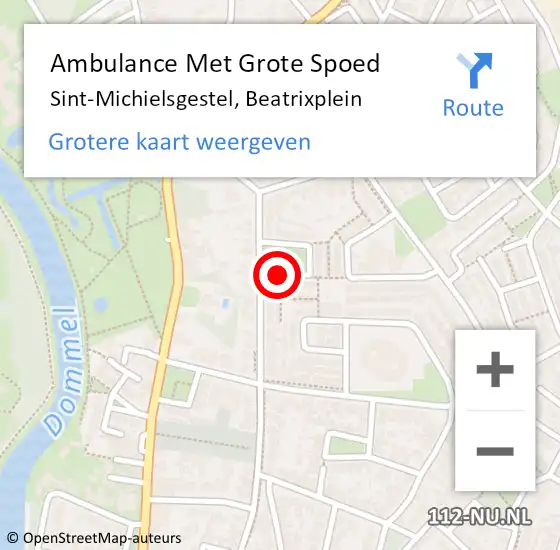 Locatie op kaart van de 112 melding: Ambulance Met Grote Spoed Naar Sint-Michielsgestel, Beatrixplein op 31 mei 2018 00:01