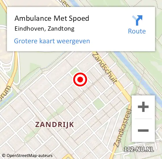 Locatie op kaart van de 112 melding: Ambulance Met Spoed Naar Eindhoven, Zandtong op 31 mei 2018 00:13