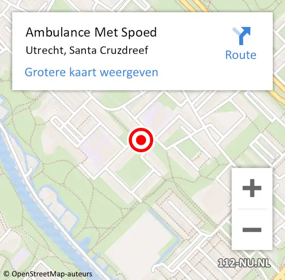 Locatie op kaart van de 112 melding: Ambulance Met Spoed Naar Utrecht, Santa Cruzdreef op 31 mei 2018 00:20