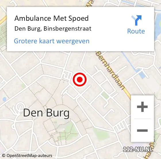 Locatie op kaart van de 112 melding: Ambulance Met Spoed Naar Den Burg, Binsbergenstraat op 31 mei 2018 00:43