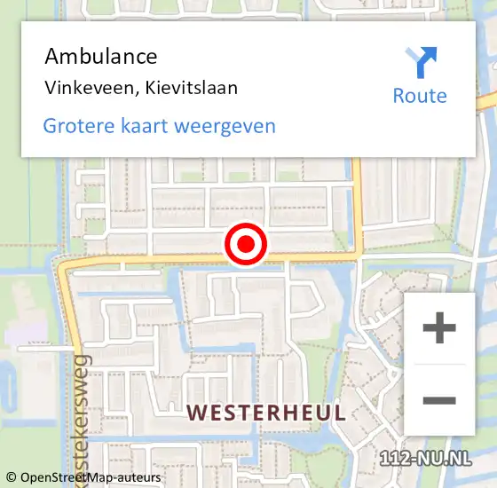 Locatie op kaart van de 112 melding: Ambulance Vinkeveen, Kievitslaan op 31 mei 2018 01:54