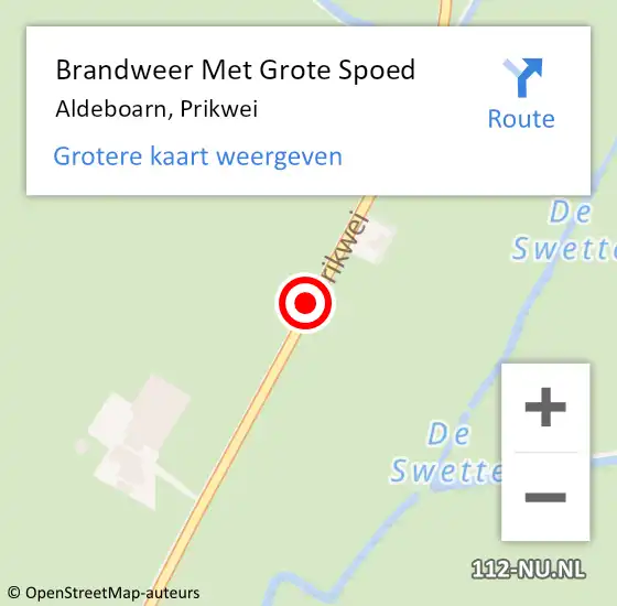 Locatie op kaart van de 112 melding: Brandweer Met Grote Spoed Naar Aldeboarn, Prikwei op 31 mei 2018 02:30