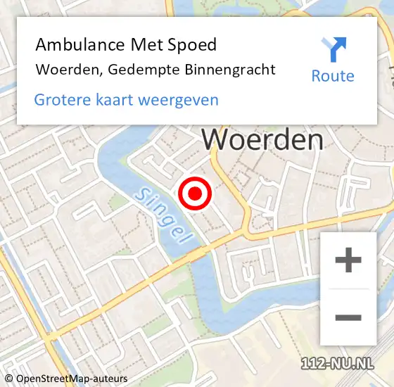 Locatie op kaart van de 112 melding: Ambulance Met Spoed Naar Woerden, Gedempte Binnengracht op 31 mei 2018 02:47