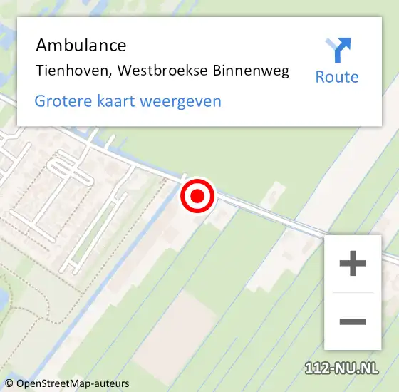 Locatie op kaart van de 112 melding: Ambulance Tienhoven, Westbroekse Binnenweg op 31 mei 2018 03:16