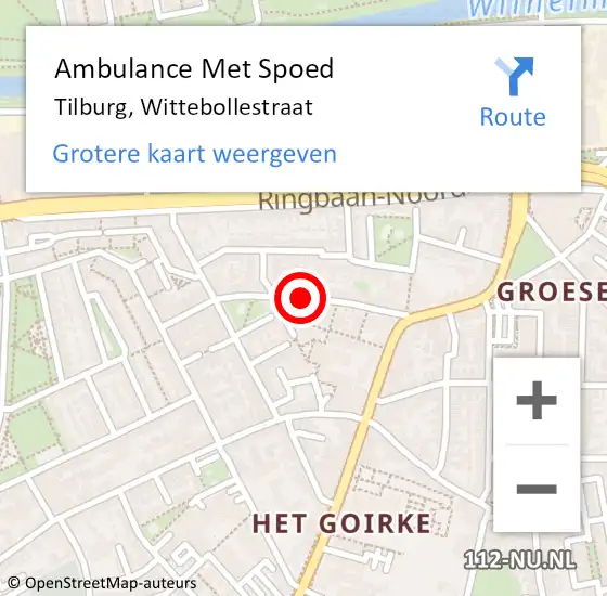 Locatie op kaart van de 112 melding: Ambulance Met Spoed Naar Tilburg, Wittebollestraat op 31 mei 2018 03:36