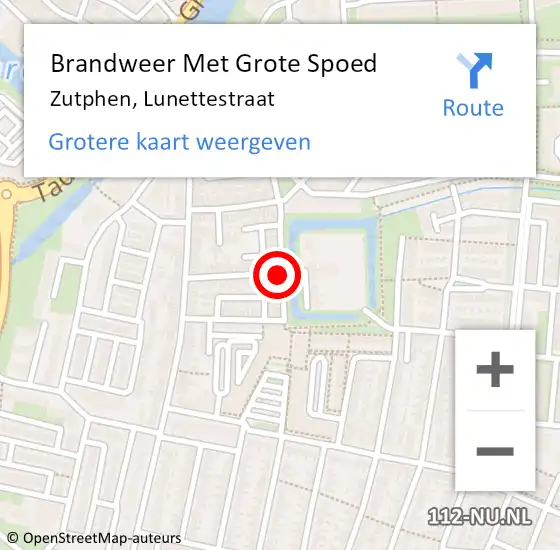 Locatie op kaart van de 112 melding: Brandweer Met Grote Spoed Naar Zutphen, Lunettestraat op 31 mei 2018 03:50